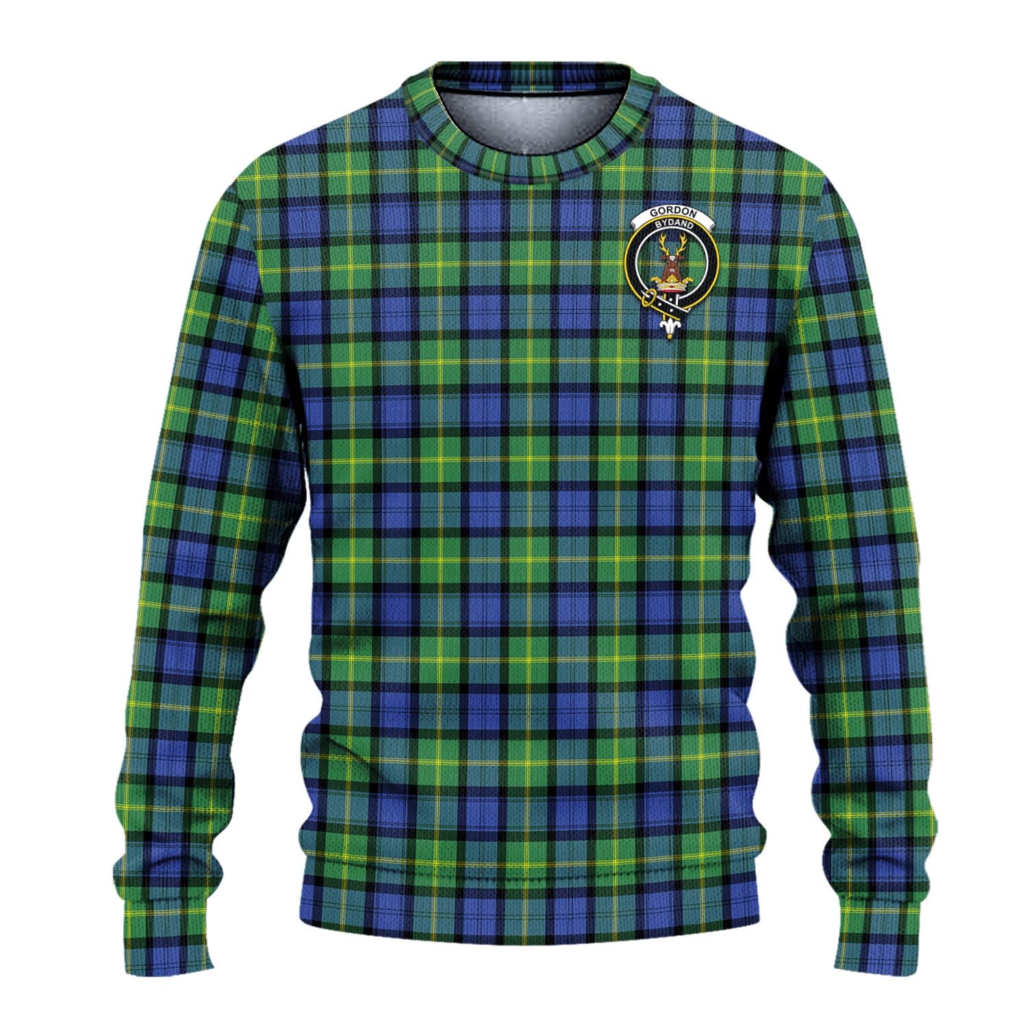 Gordon Old Ancient Tartan Knitted Sweater with Family Crest - Tartanvibesclothing