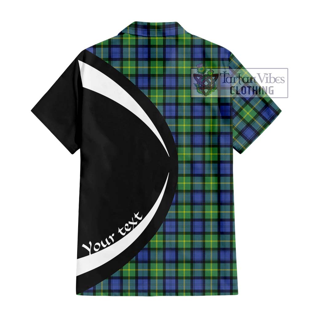 Gordon Old Ancient Tartan Short Sleeve Button Up with Family Crest Circle Style - Tartan Vibes Clothing