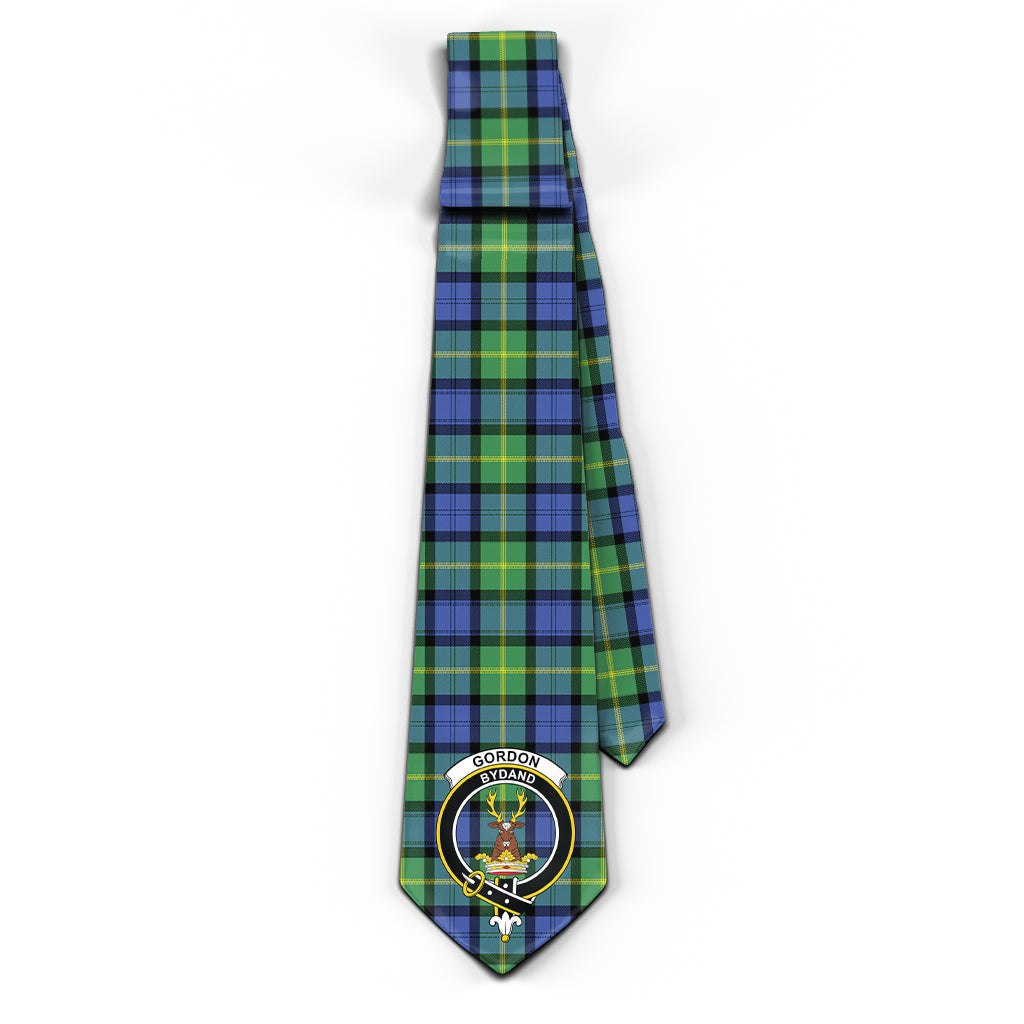 Gordon Old Ancient Tartan Classic Necktie with Family Crest - Tartan Vibes Clothing