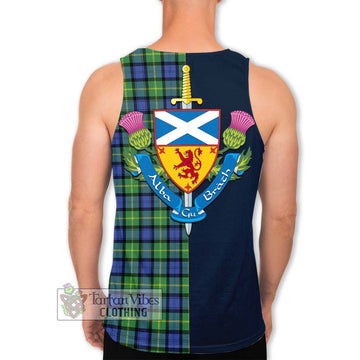 Gordon Old Ancient Tartan Men's Tank Top Alba with Scottish Lion Royal Arm Half Style