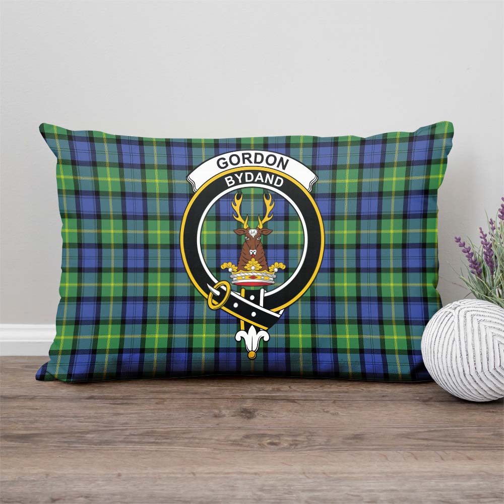 Gordon Old Ancient Tartan Pillow Cover with Family Crest Rectangle Pillow Cover - Tartanvibesclothing