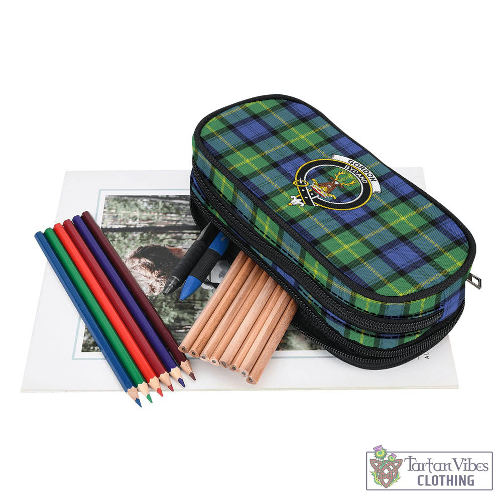 Tartan Vibes Clothing Gordon Old Ancient Tartan Pen and Pencil Case with Family Crest