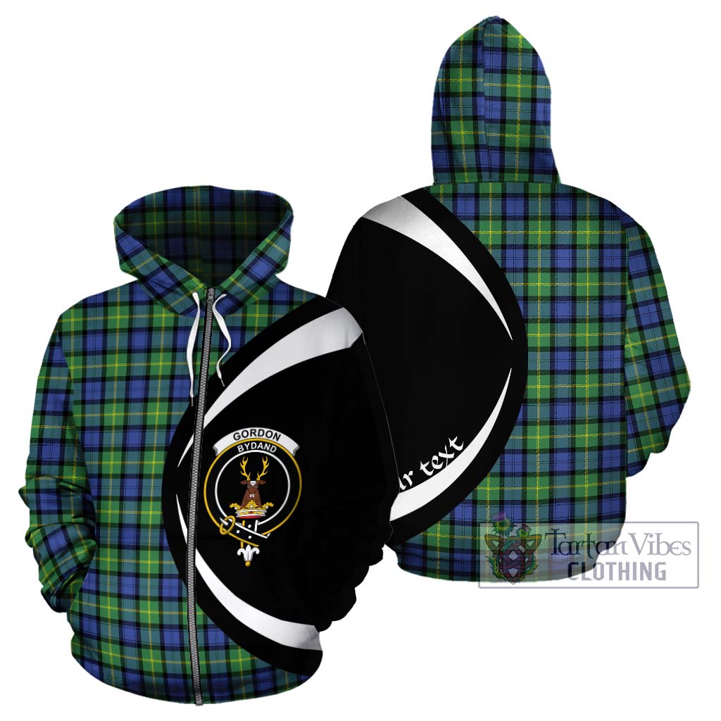 Tartan Vibes Clothing Gordon Old Ancient Tartan Hoodie with Family Crest Circle Style