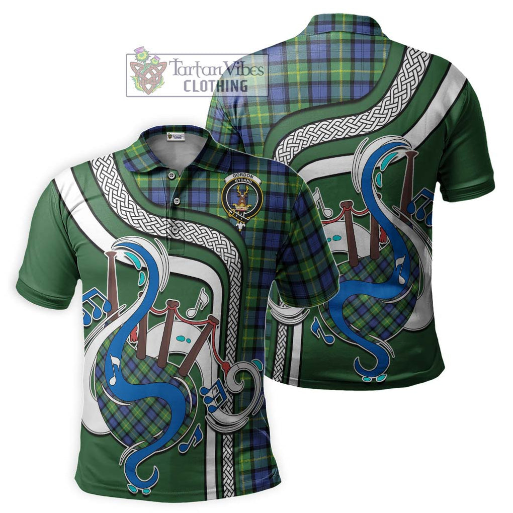 Tartan Vibes Clothing Gordon Old Ancient Tartan Polo Shirt with Epic Bagpipe Style