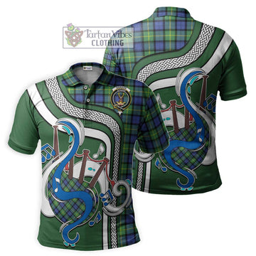 Gordon Old Ancient Tartan Polo Shirt with Epic Bagpipe Style