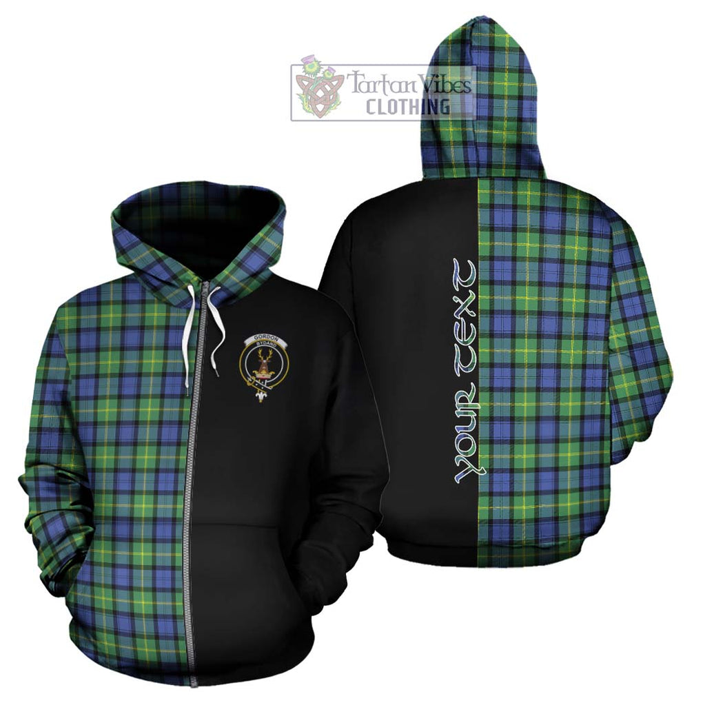 Gordon Old Ancient Tartan Hoodie with Family Crest and Half Of Me Style - Tartanvibesclothing Shop