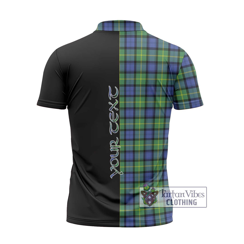 Gordon Old Ancient Tartan Zipper Polo Shirt with Family Crest and Half Of Me Style - Tartanvibesclothing Shop