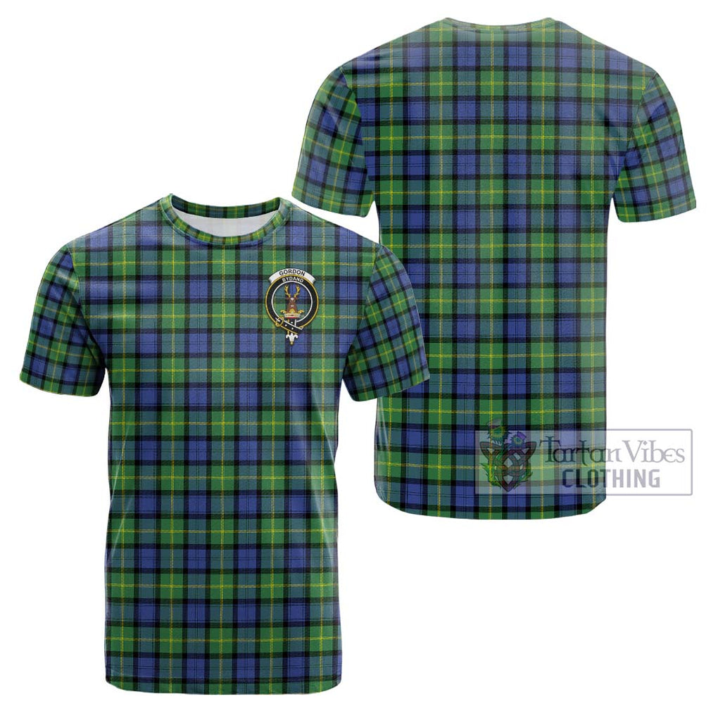 Gordon Old Ancient Tartan Cotton T-Shirt with Family Crest Kid's Shirt - Tartanvibesclothing Shop