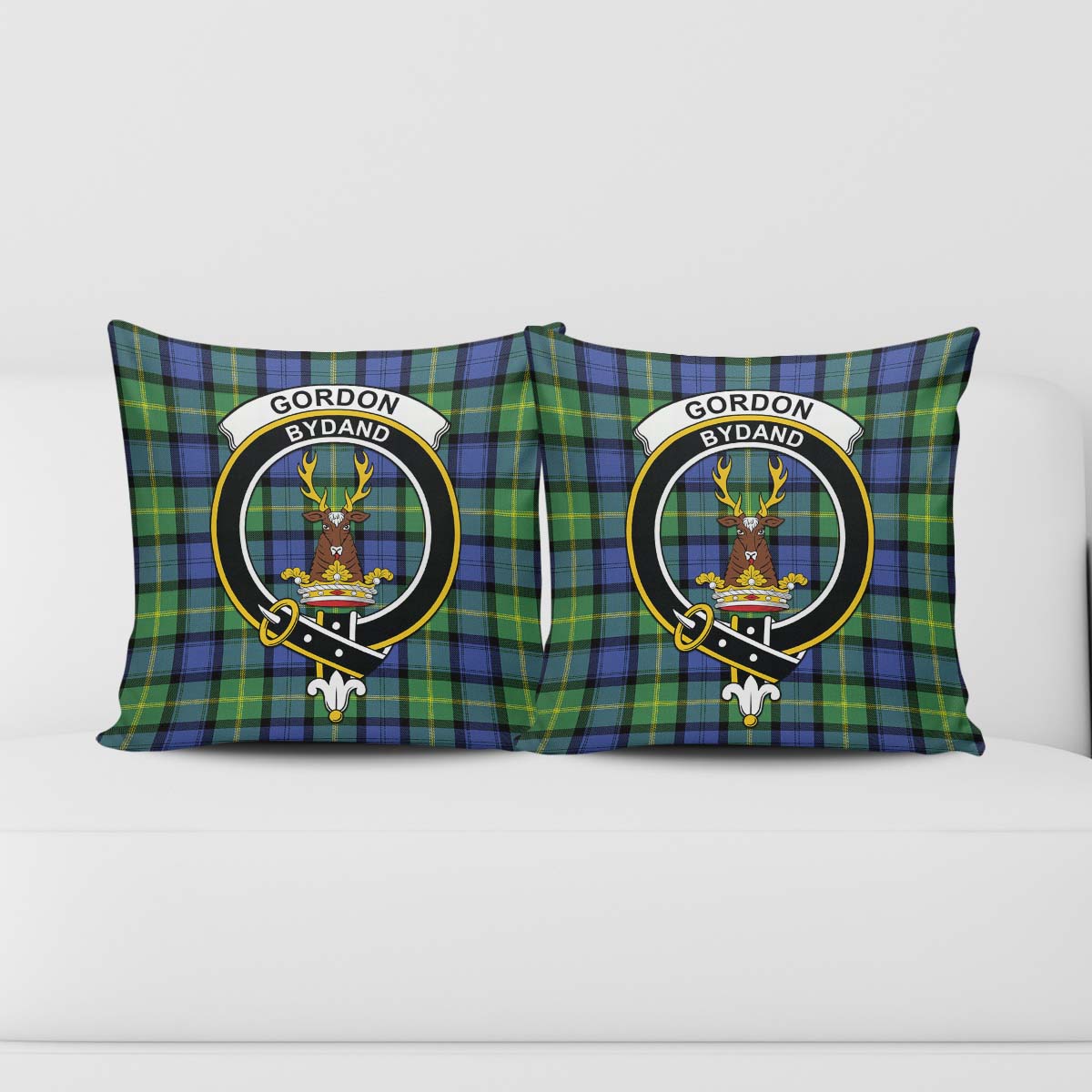 Gordon Old Ancient Tartan Pillow Cover with Family Crest - Tartanvibesclothing