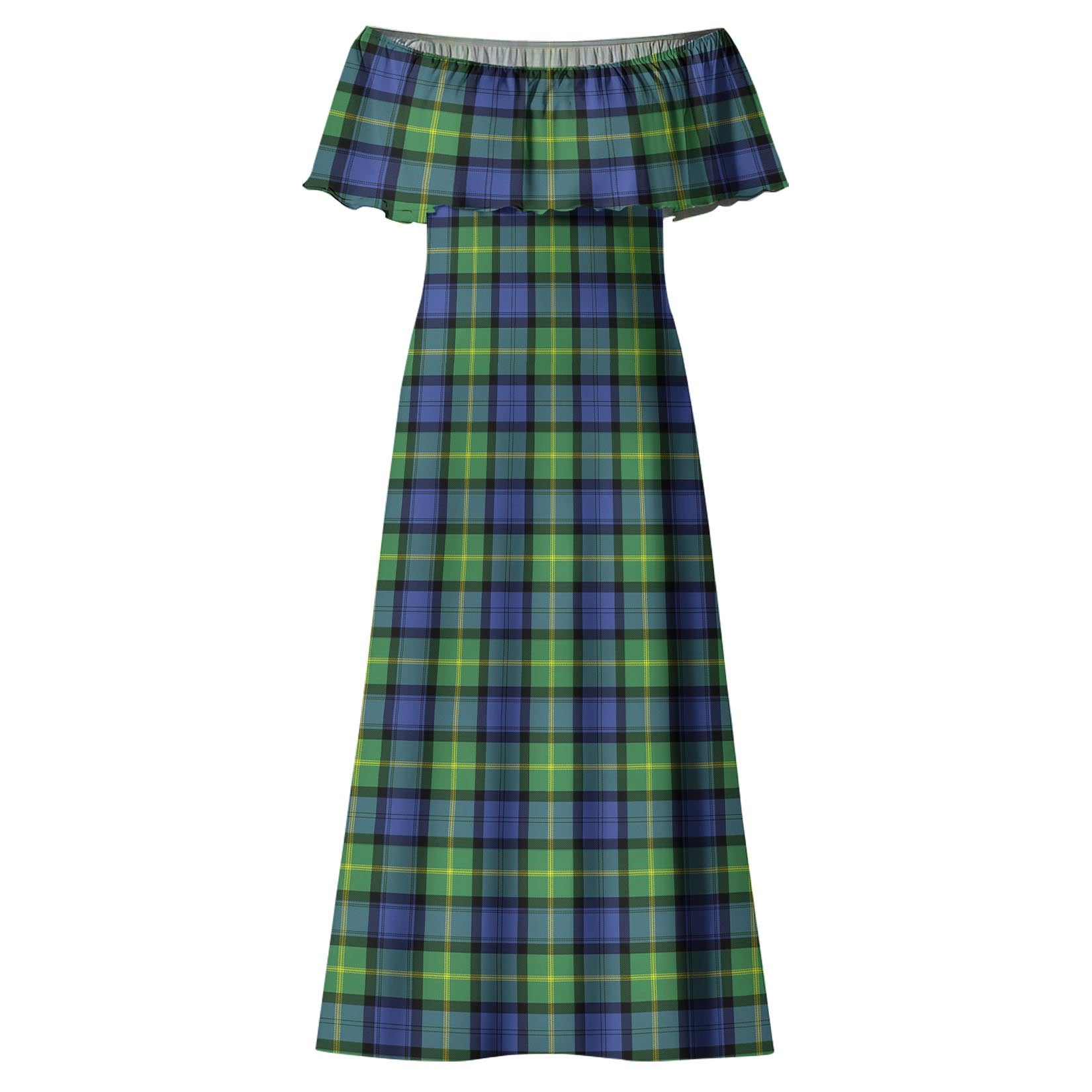 Gordon Old Ancient Tartan Off Shoulder Long Dress - Tartanvibesclothing