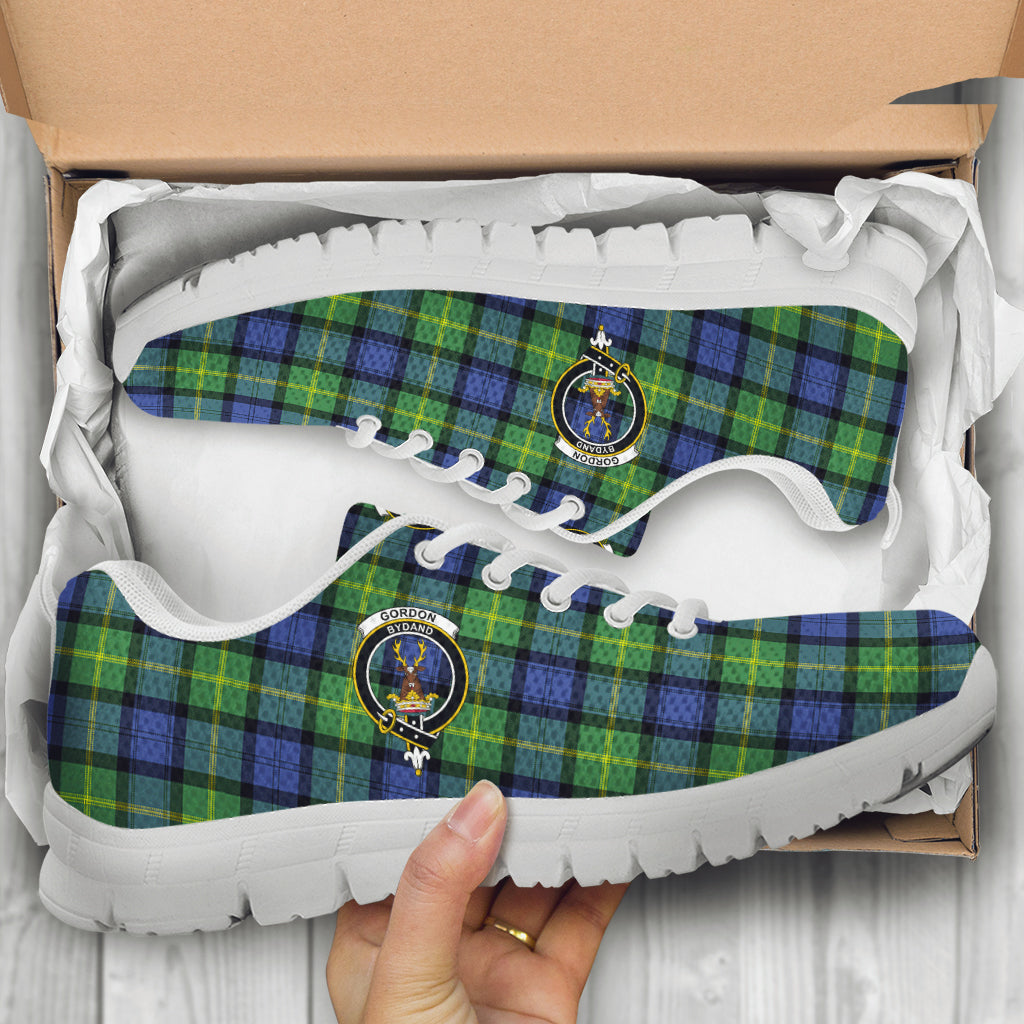 Gordon Old Ancient Tartan Sneakers with Family Crest - Tartan Vibes Clothing