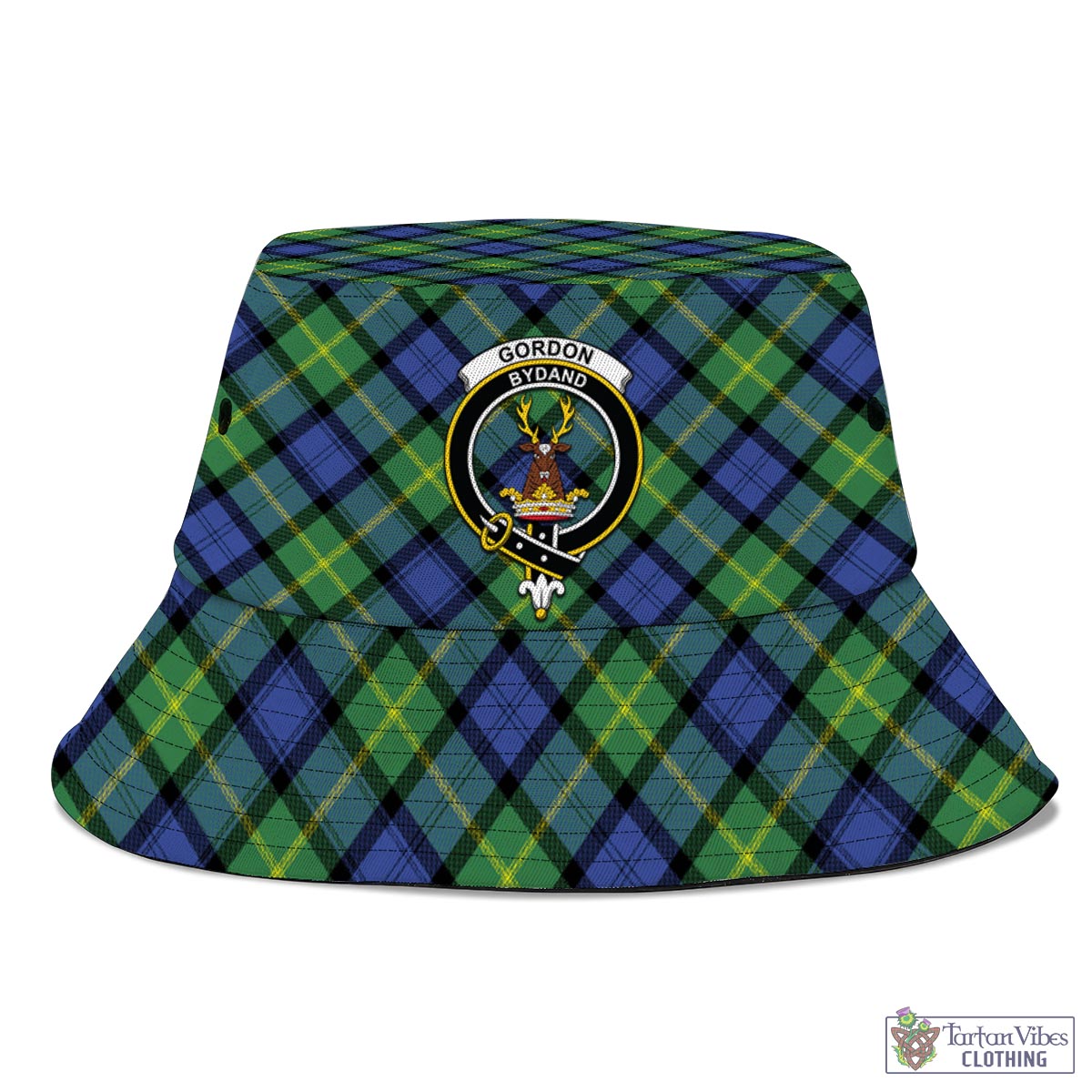 Tartan Vibes Clothing Gordon Old Ancient Tartan Bucket Hat with Family Crest