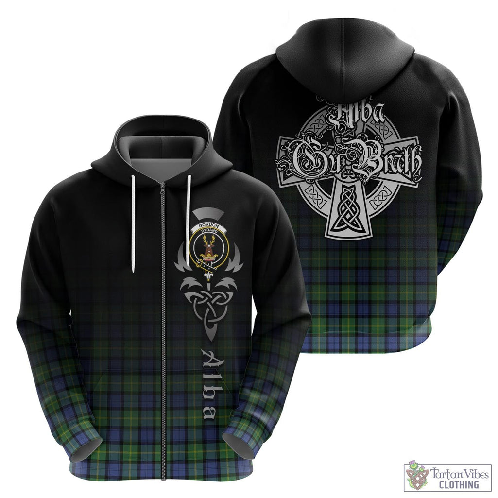 Tartan Vibes Clothing Gordon Old Ancient Tartan Hoodie Featuring Alba Gu Brath Family Crest Celtic Inspired