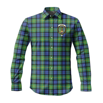 Gordon Old Ancient Tartan Long Sleeve Button Up Shirt with Family Crest