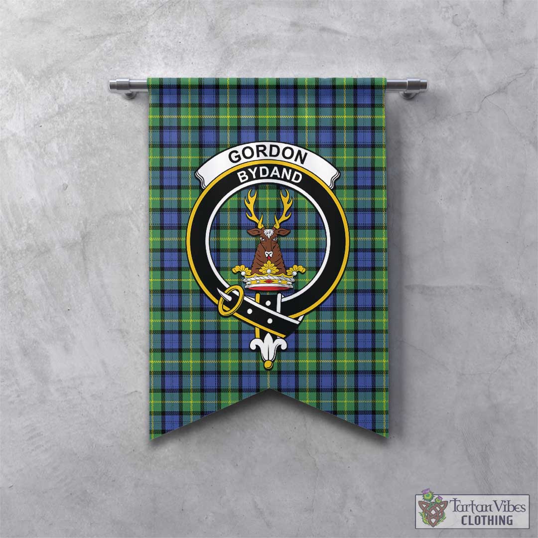 Tartan Vibes Clothing Gordon Old Ancient Tartan Gonfalon, Tartan Banner with Family Crest