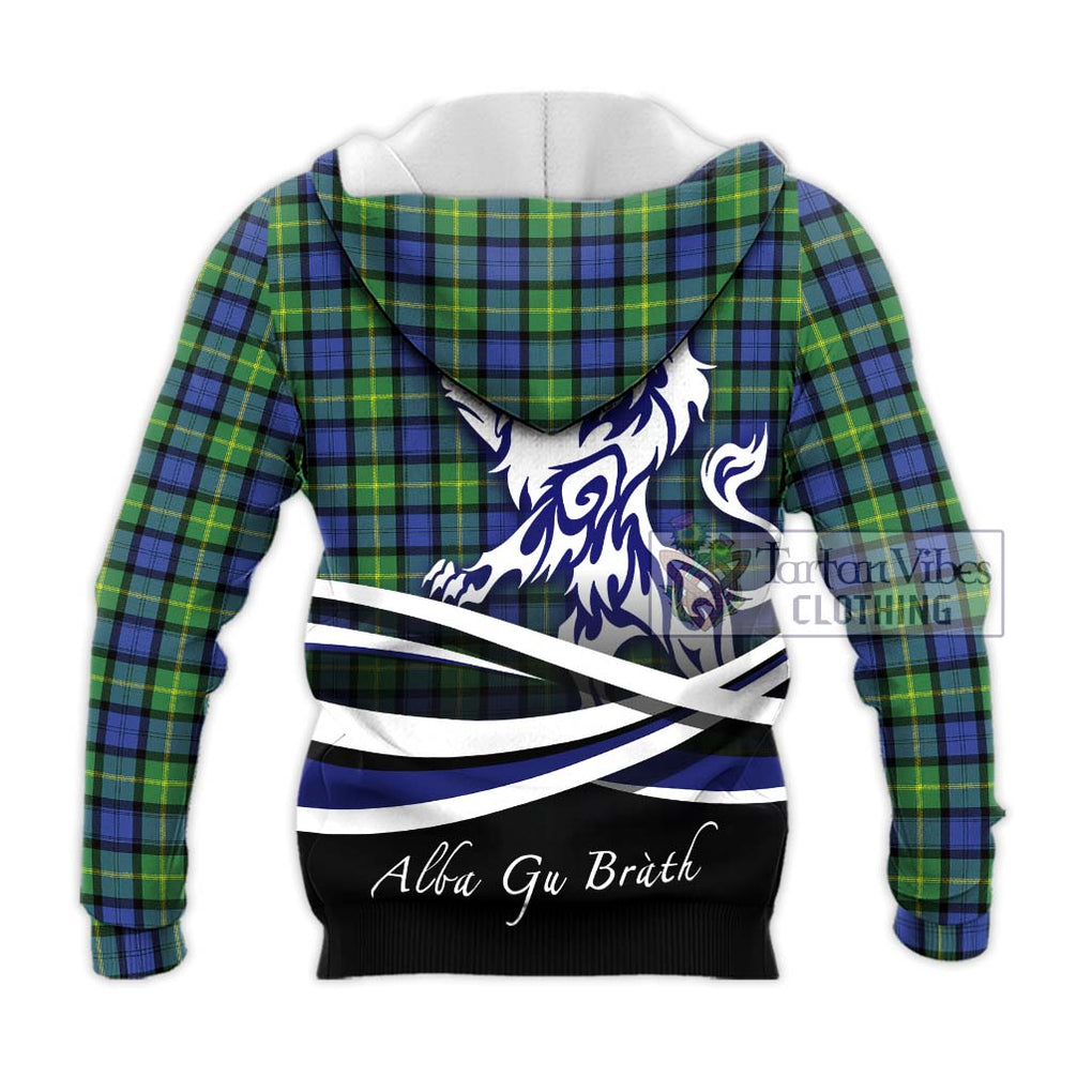 Gordon Old Ancient Tartan Knitted Hoodie with Alba Gu Brath Regal Lion Emblem - Tartanvibesclothing Shop