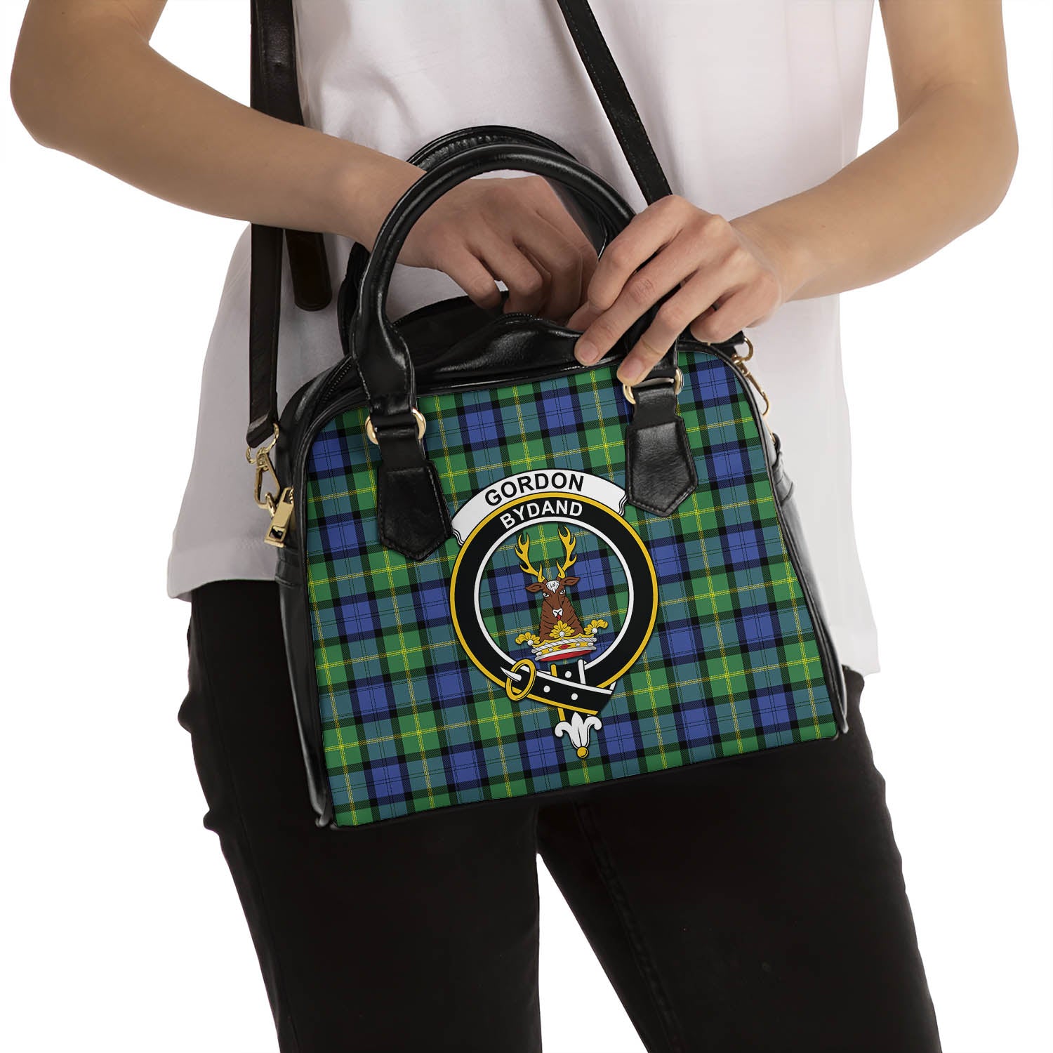 Gordon Old Ancient Tartan Shoulder Handbags with Family Crest - Tartanvibesclothing