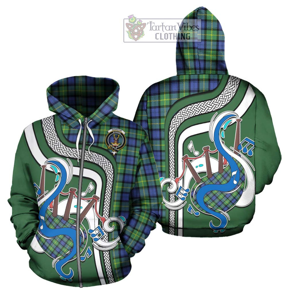 Gordon Old Ancient Tartan Hoodie with Epic Bagpipe Style - Tartanvibesclothing Shop