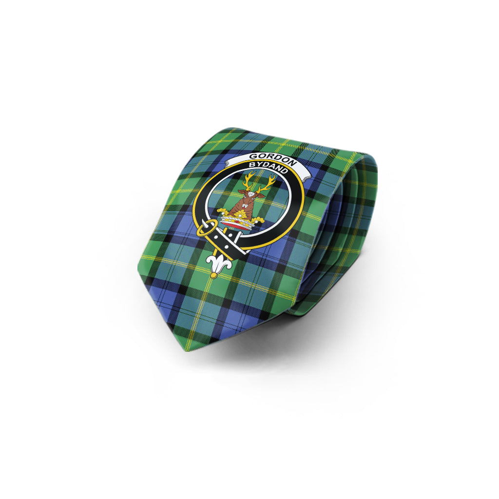 Gordon Old Ancient Tartan Classic Necktie with Family Crest - Tartan Vibes Clothing