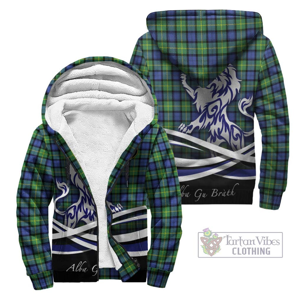 Gordon Old Ancient Tartan Sherpa Hoodie with Alba Gu Brath Regal Lion Emblem Unisex - Tartanvibesclothing Shop