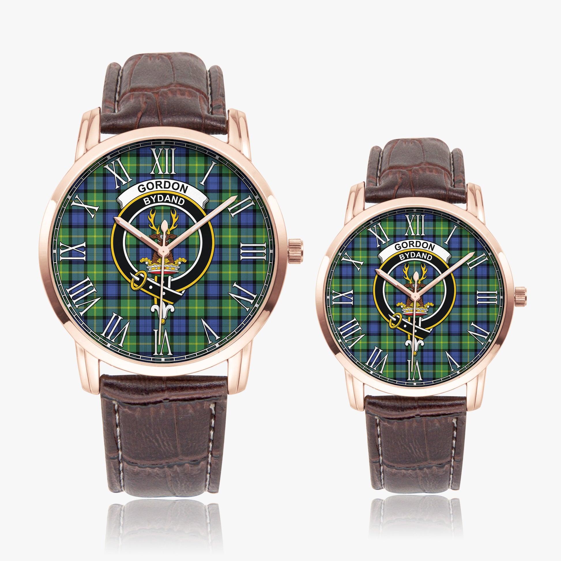 Gordon Old Ancient Tartan Family Crest Leather Strap Quartz Watch - Tartanvibesclothing