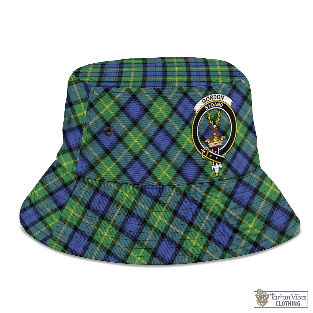 Tartan Vibes Clothing Gordon Old Ancient Tartan Bucket Hat with Family Crest