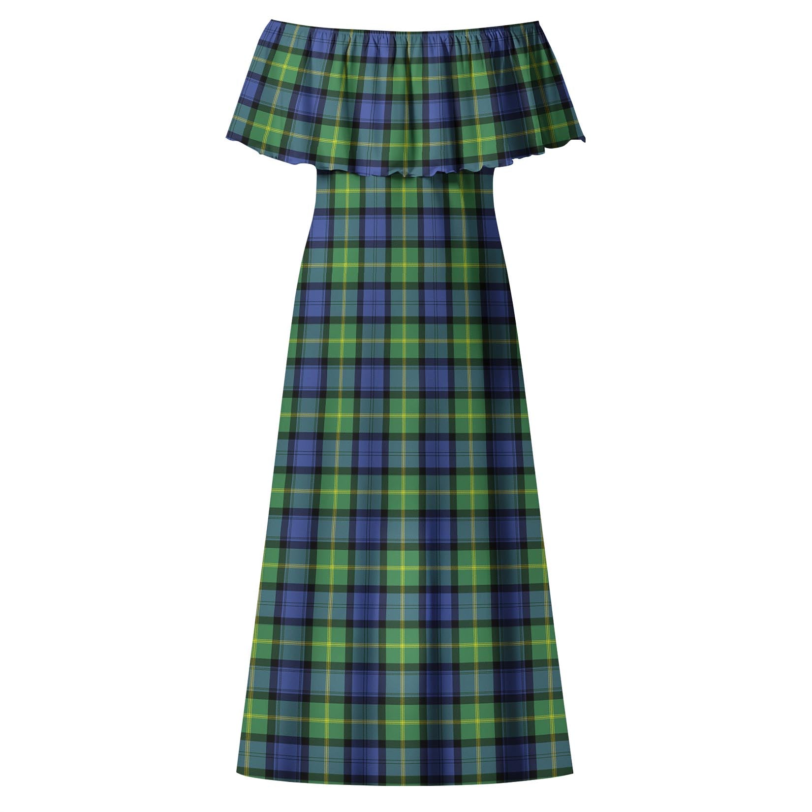 Gordon Old Ancient Tartan Off Shoulder Long Dress - Tartanvibesclothing