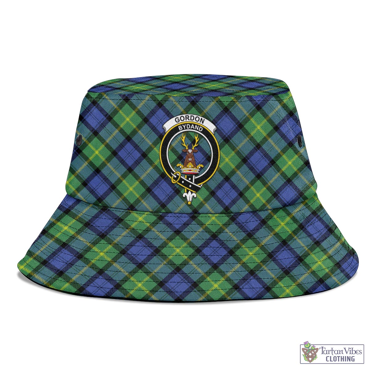 Tartan Vibes Clothing Gordon Old Ancient Tartan Bucket Hat with Family Crest