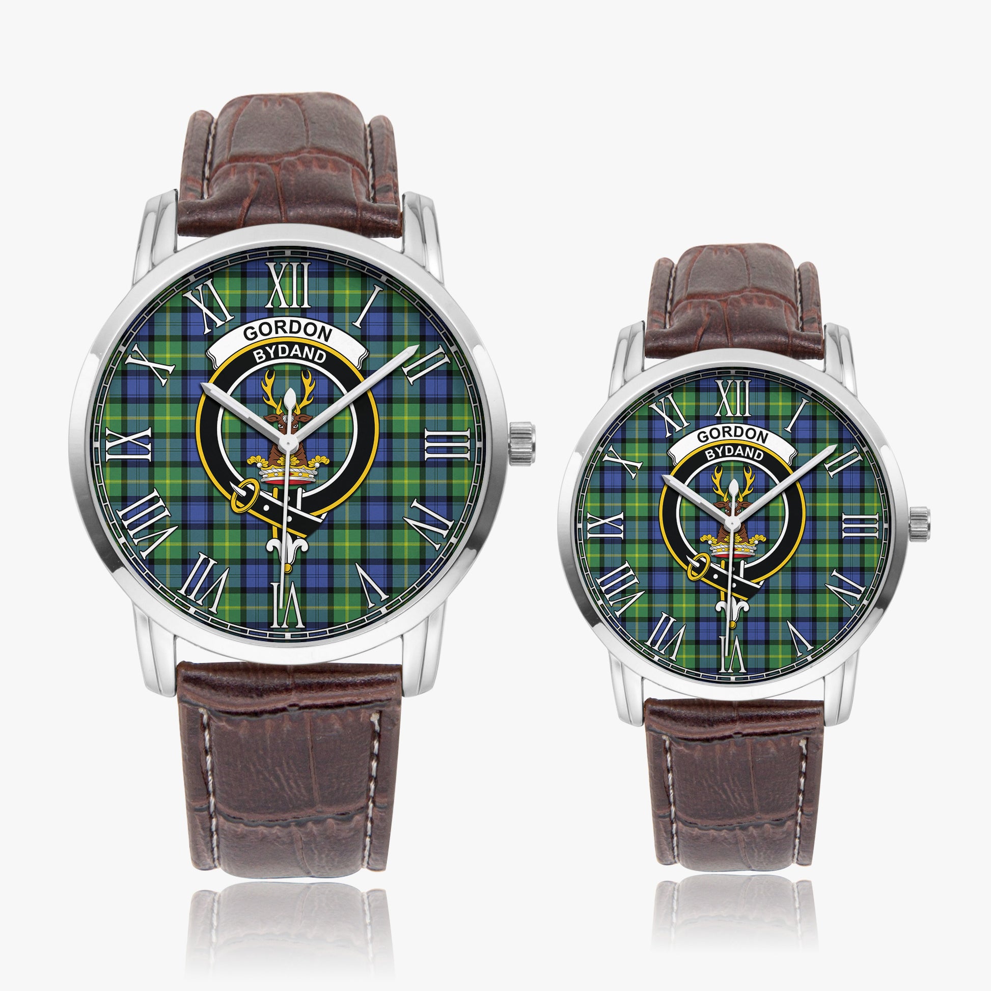 Gordon Old Ancient Tartan Family Crest Leather Strap Quartz Watch - Tartanvibesclothing