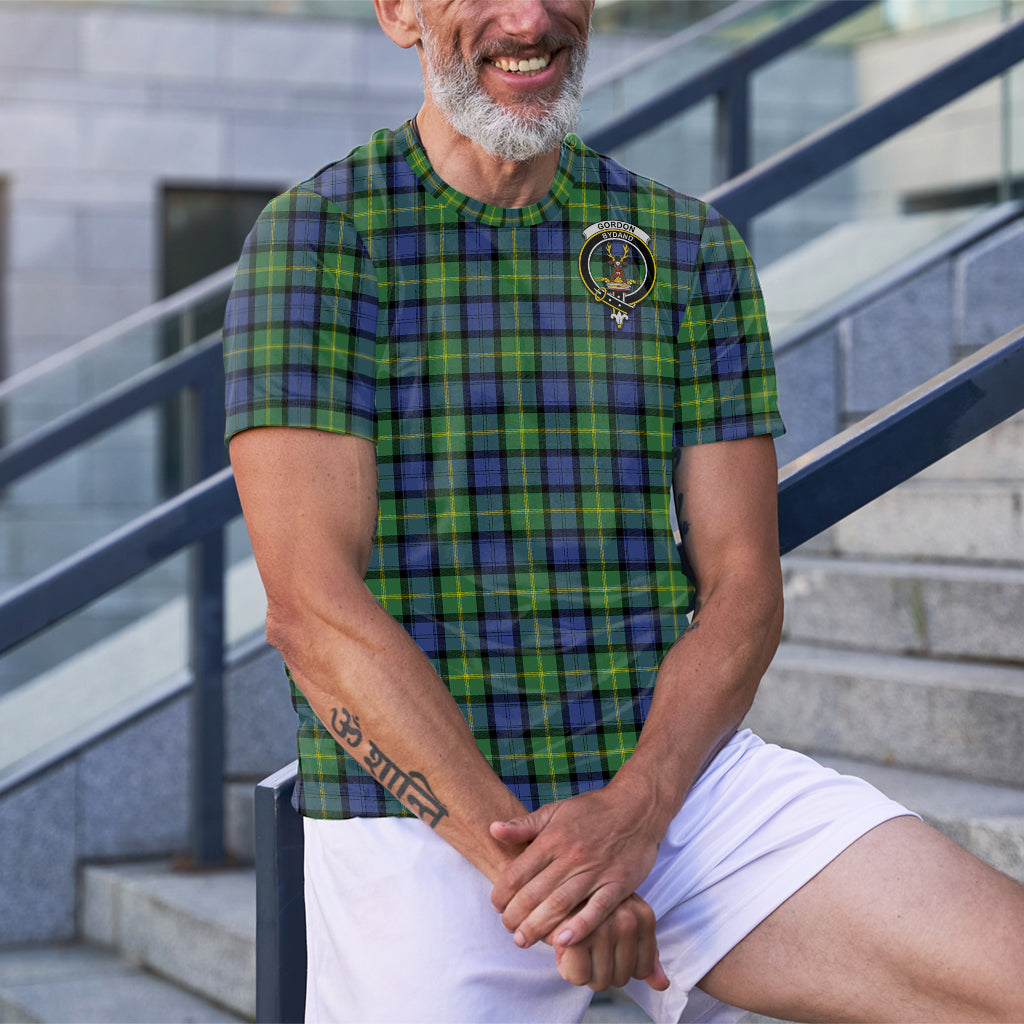 Gordon Old Ancient Tartan T-Shirt with Family Crest - Tartan Vibes Clothing