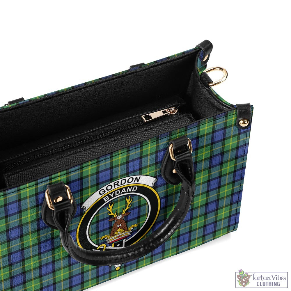 Tartan Vibes Clothing Gordon Old Ancient Tartan Luxury Leather Handbags with Family Crest