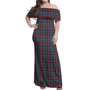 Gordon Red Tartan Off Shoulder Long Dress