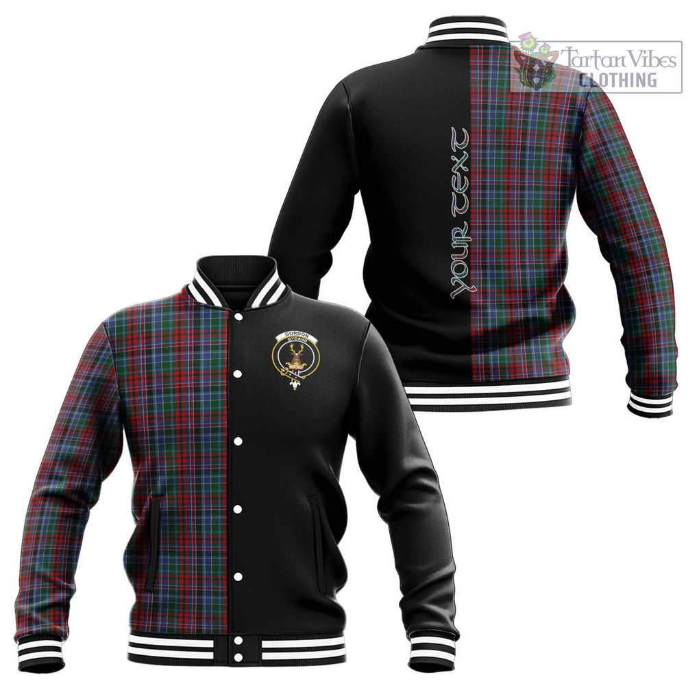 Gordon Red Tartan Baseball Jacket with Family Crest and Half Of Me Style Unisex - Tartanvibesclothing Shop