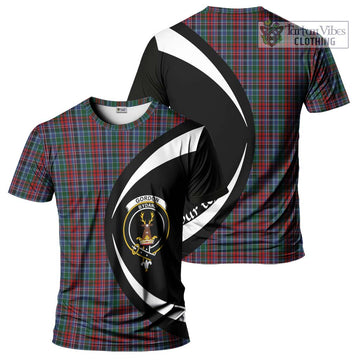 Gordon Red Tartan T-Shirt with Family Crest Circle Style