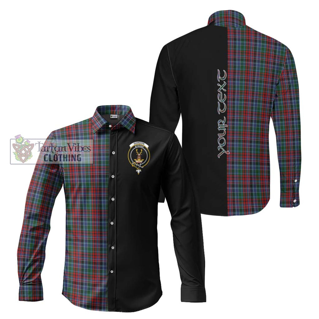 Gordon Red Tartan Long Sleeve Button Shirt with Family Crest and Half Of Me Style Men's Shirt S - Tartanvibesclothing Shop