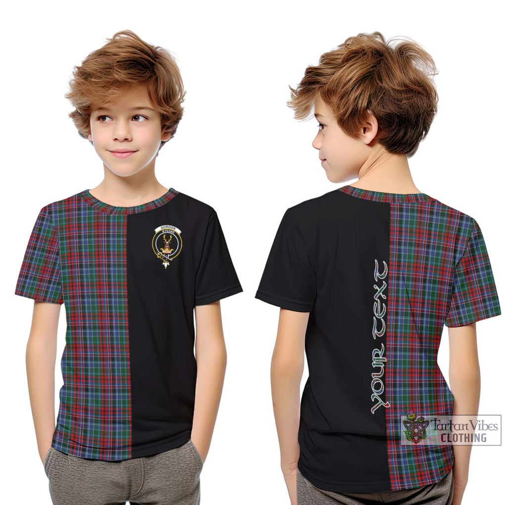 Gordon Red Tartan Kid T-Shirt with Family Crest and Half Of Me Style Youth XL Size14 - Tartanvibesclothing Shop