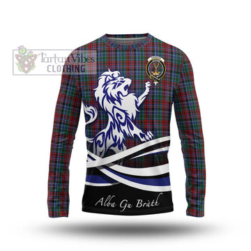 Gordon Red Tartan Long Sleeve T-Shirt with Alba Gu Brath Regal Lion Emblem