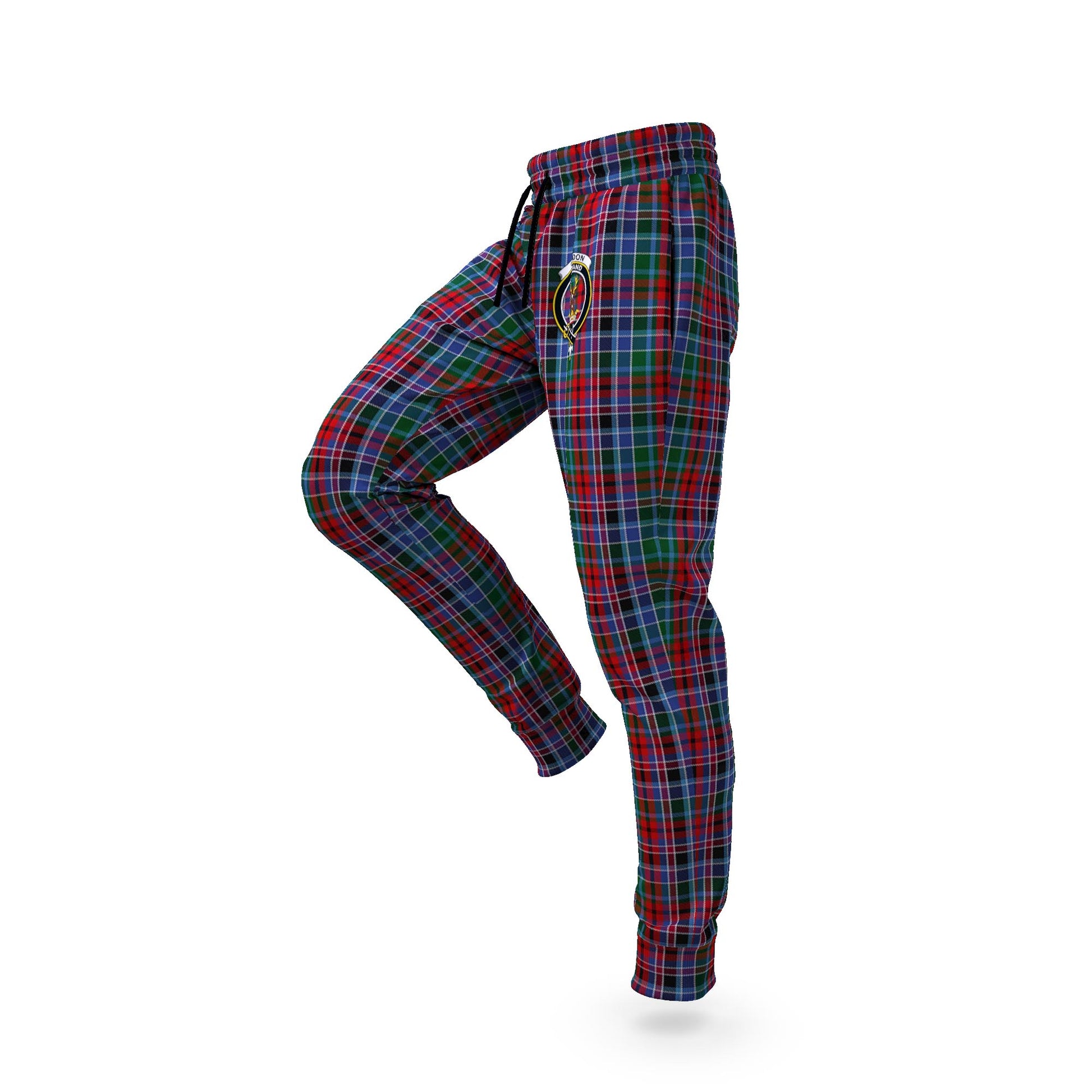 Gordon Red Tartan Joggers Pants with Family Crest S - Tartan Vibes Clothing