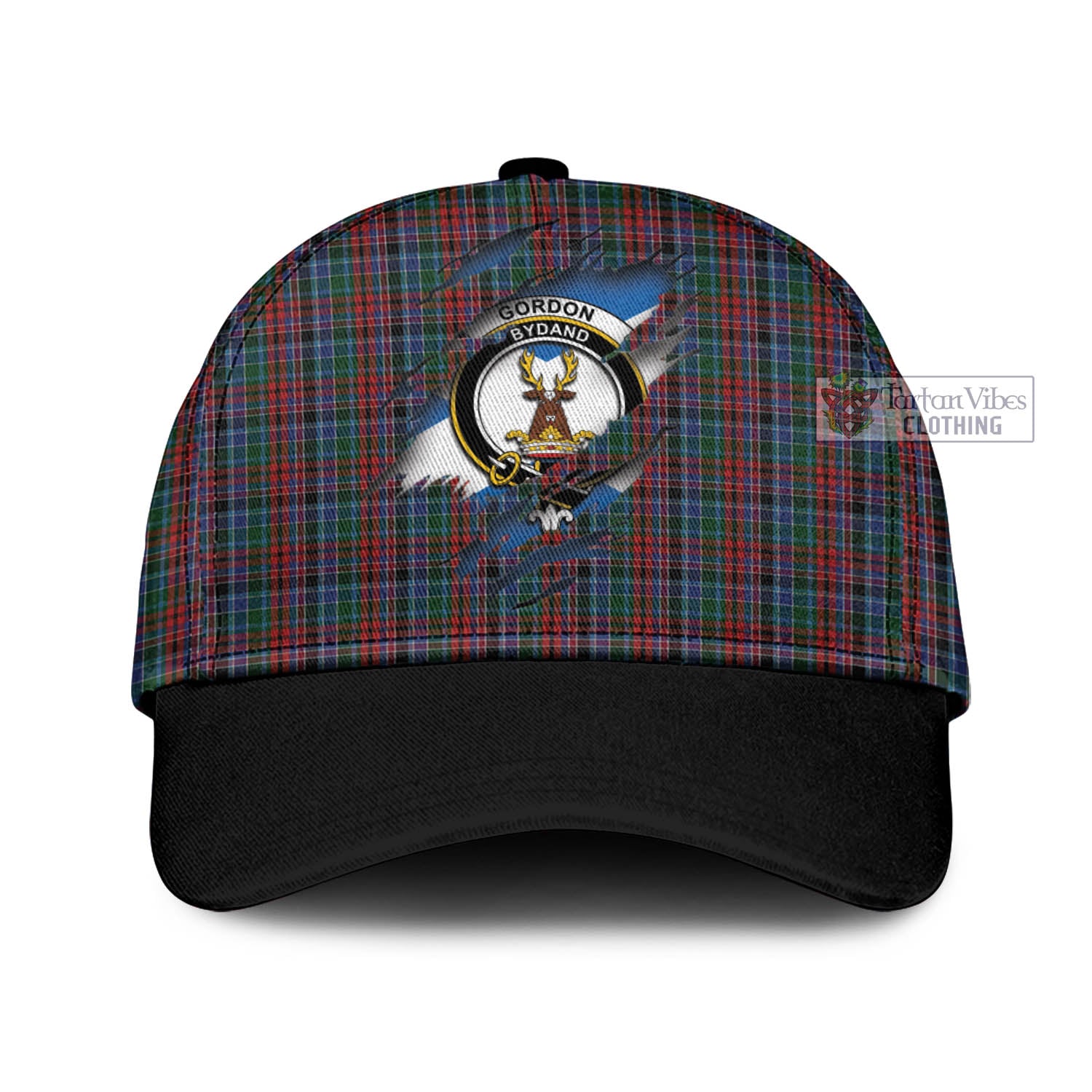 Tartan Vibes Clothing Gordon Red Tartan Classic Cap with Family Crest In Me Style