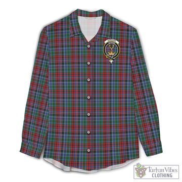 Gordon Red Tartan Women's Casual Shirt with Family Crest