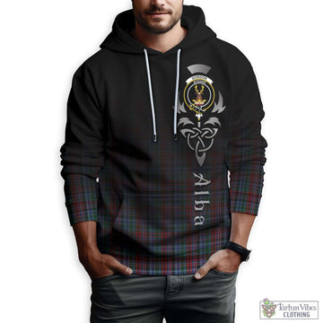 Gordon Red Tartan Hoodie Featuring Alba Gu Brath Family Crest Celtic Inspired