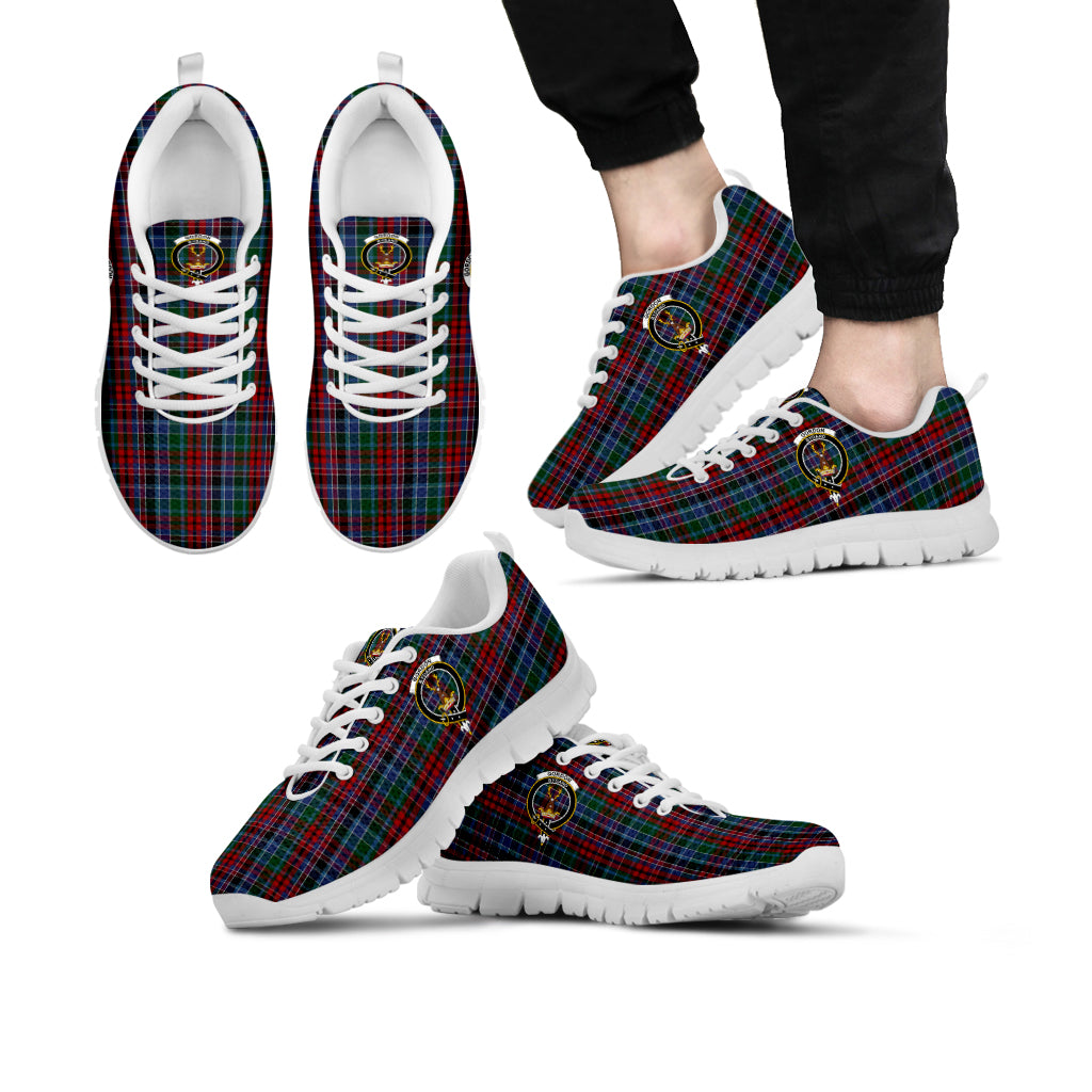 Gordon Red Tartan Sneakers with Family Crest Kid's Sneakers - Tartan Vibes Clothing