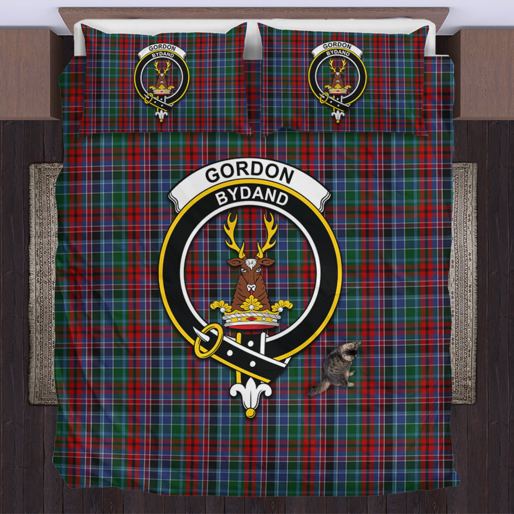 Gordon Red Tartan Bedding Set with Family Crest US Bedding Set - Tartan Vibes Clothing