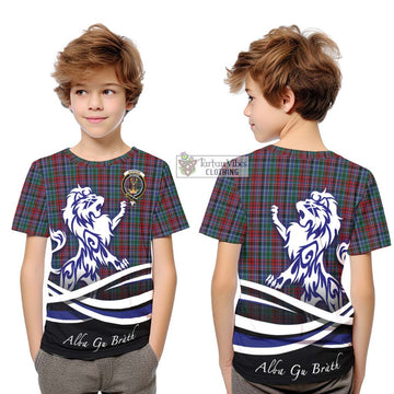 Gordon Red Tartan Kid T-Shirt with Alba Gu Brath Regal Lion Emblem