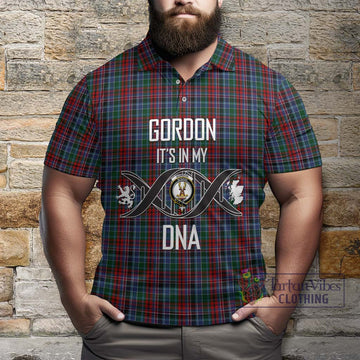 Gordon Red Tartan Polo Shirt with Family Crest DNA In Me Style