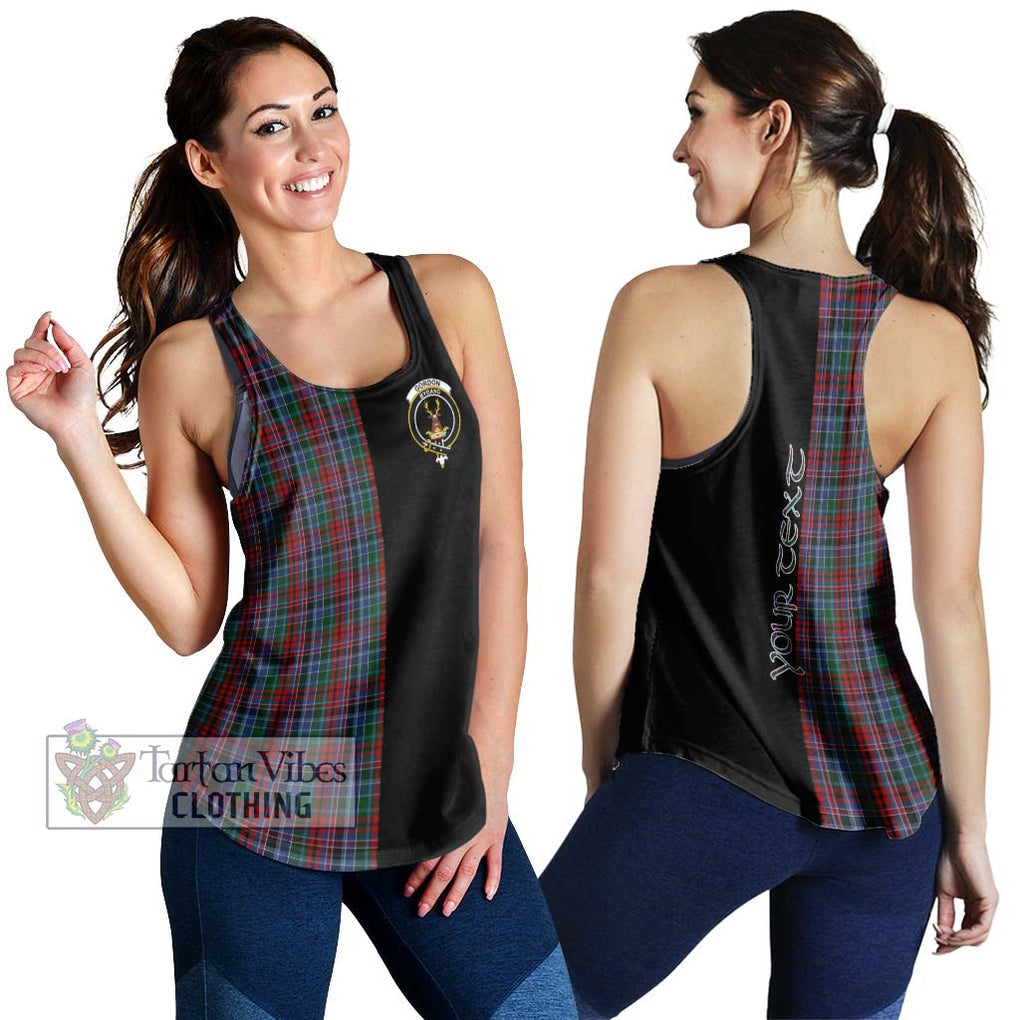 Gordon Red Tartan Women's Racerback Tanks with Family Crest and Half Of Me Style 4XL - Tartanvibesclothing Shop