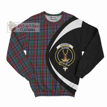 Gordon Red Tartan Sweatshirt with Family Crest Circle Style