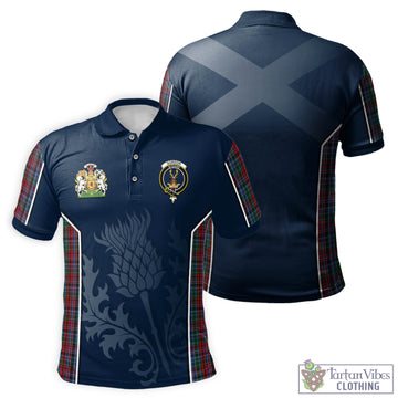 Gordon Red Tartan Men's Polo Shirt with Family Crest and Scottish Thistle Vibes Sport Style