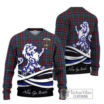 Gordon Red Tartan Ugly Sweater with Alba Gu Brath Regal Lion Emblem