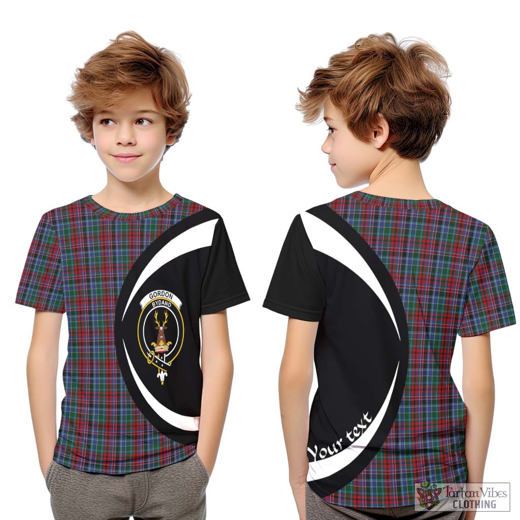 Gordon Red Tartan Kid T-Shirt with Family Crest Circle Style Youth XL Size14 - Tartan Vibes Clothing